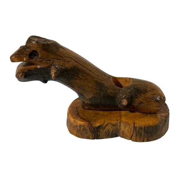 Vintage Handmade Wooden Animal-Shaped Critter Figurine Candle Holder - Picture 1 of 7